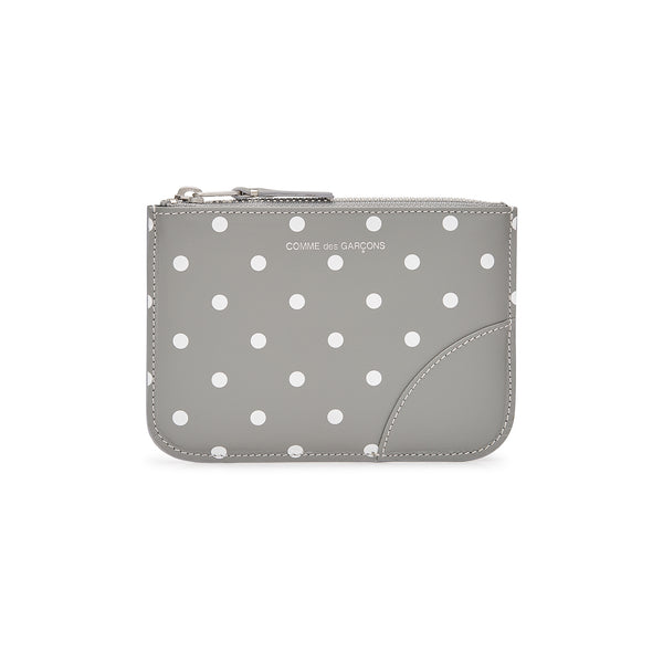 CDG Wallet - Polka Dot Printed Zip Pouch - (Grey SA8100PD)